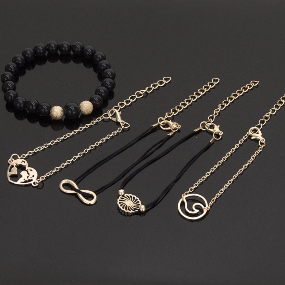 'In Bloom' 5-piece Gold Tone Earthy Bracelet Set - Picture 3 of 4